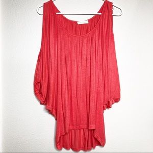Sans Souci peekaboo shoulder coral top